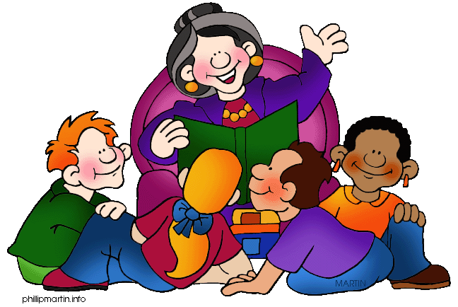 illustration- teacher reading to group of young children